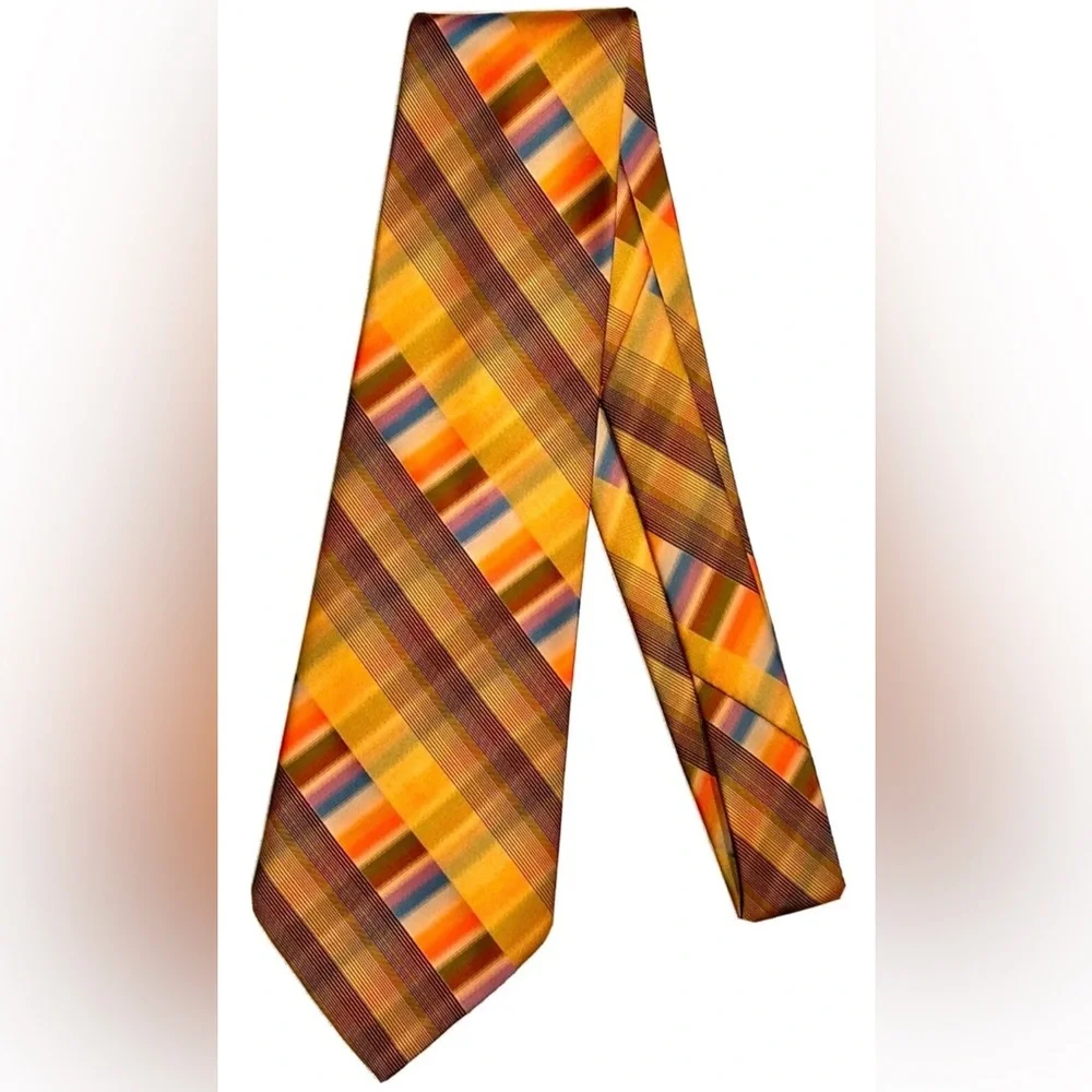 VIBRANT GEOMETRIC TIE MENS NECKTIE DESIGN VINTAGE 4.25 x 56.5 in